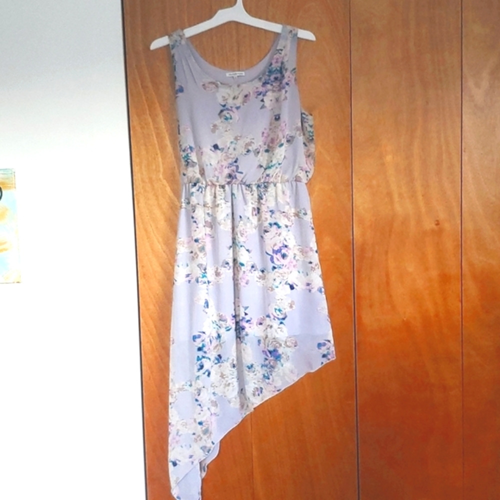 Purple floral asymmetrical dress